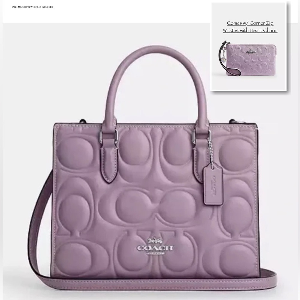 NWT | Coach Maggie Tote Bag In Signature Leather w/ Corner Zip Wristlet